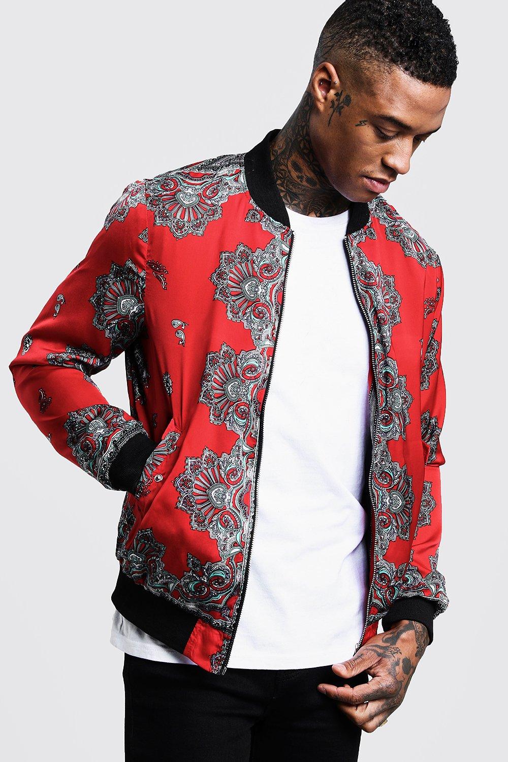 Mens paisley sale bomber jacket