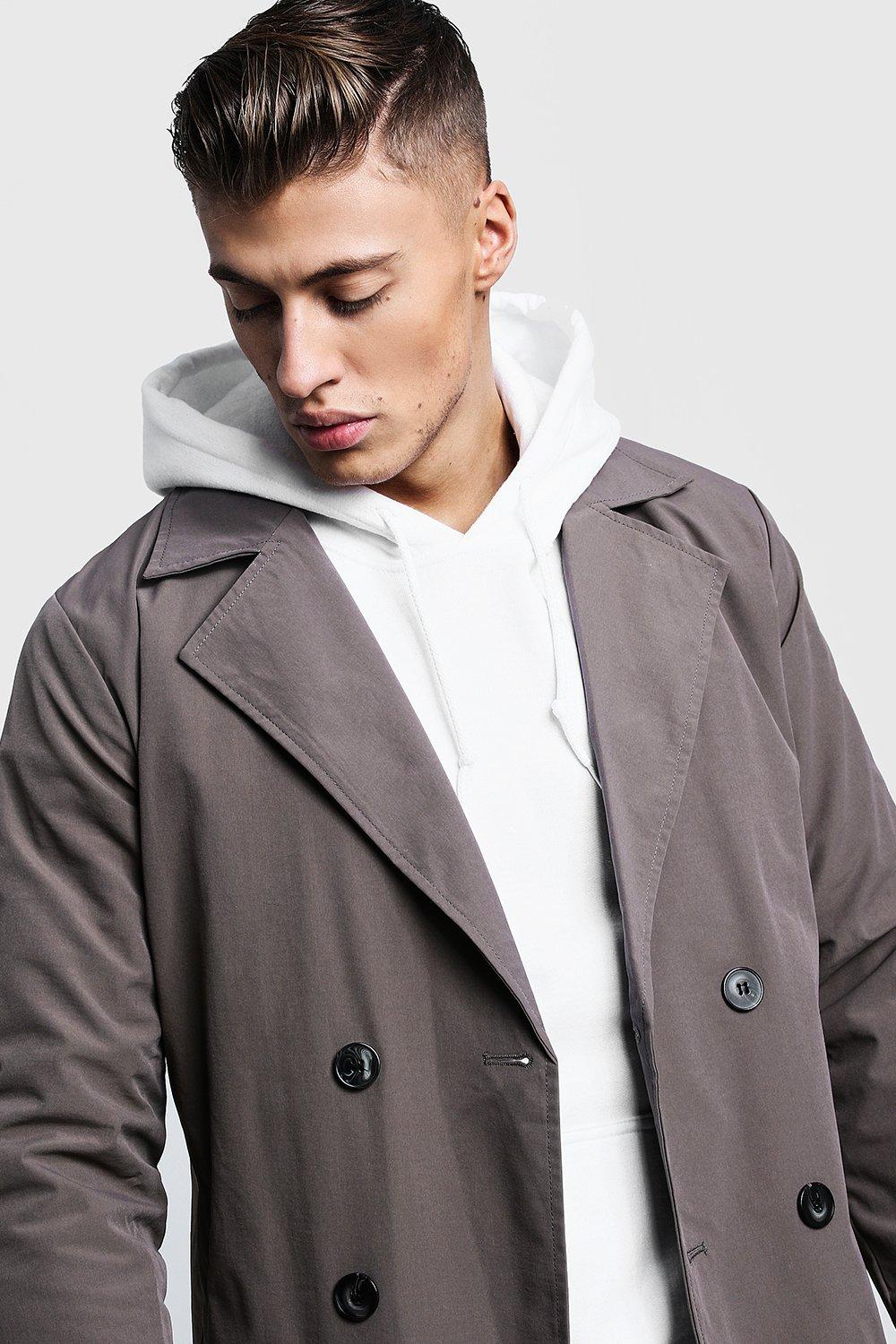 Light grey trench coat mens sale