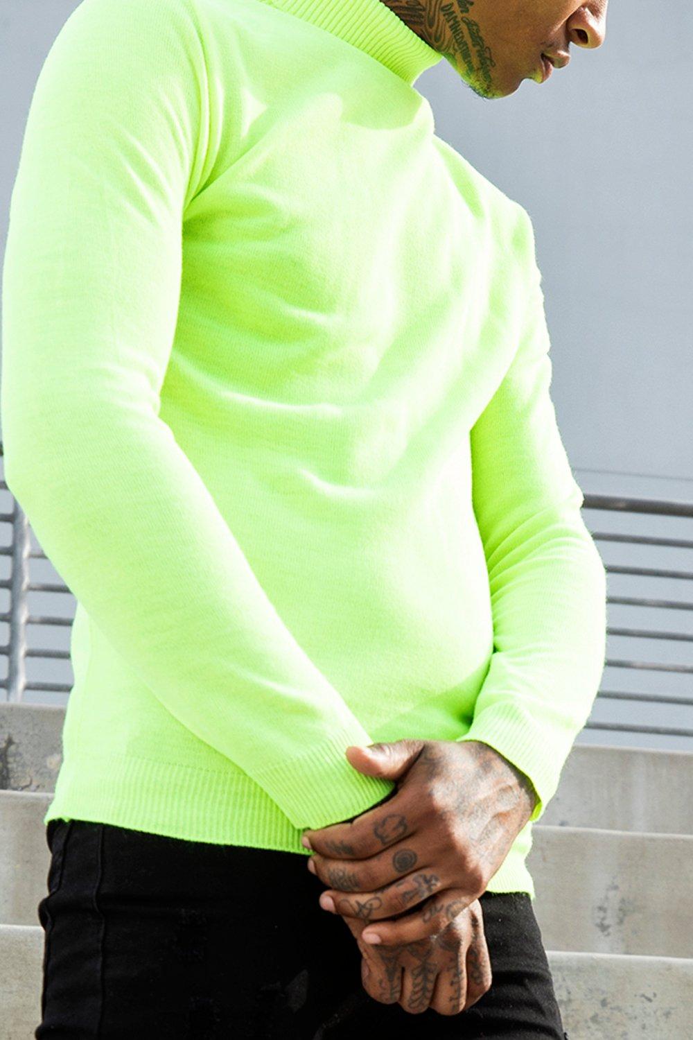 Roll Neck Neon Knitted Jumper boohoo IL