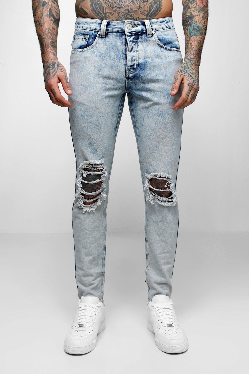 ripped acid wash jeans mens