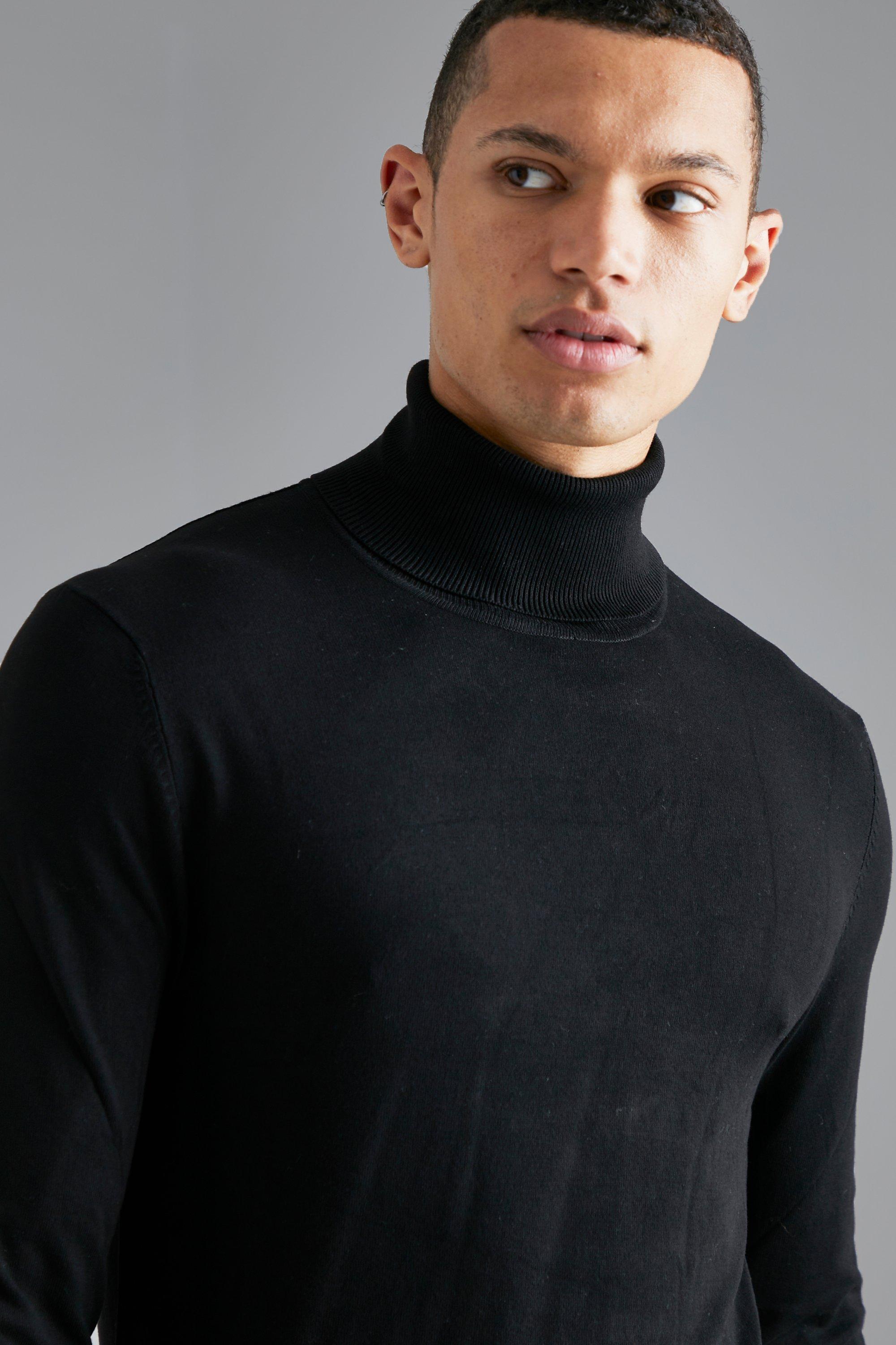 Muscle Roll Neck Ribbed Jumper