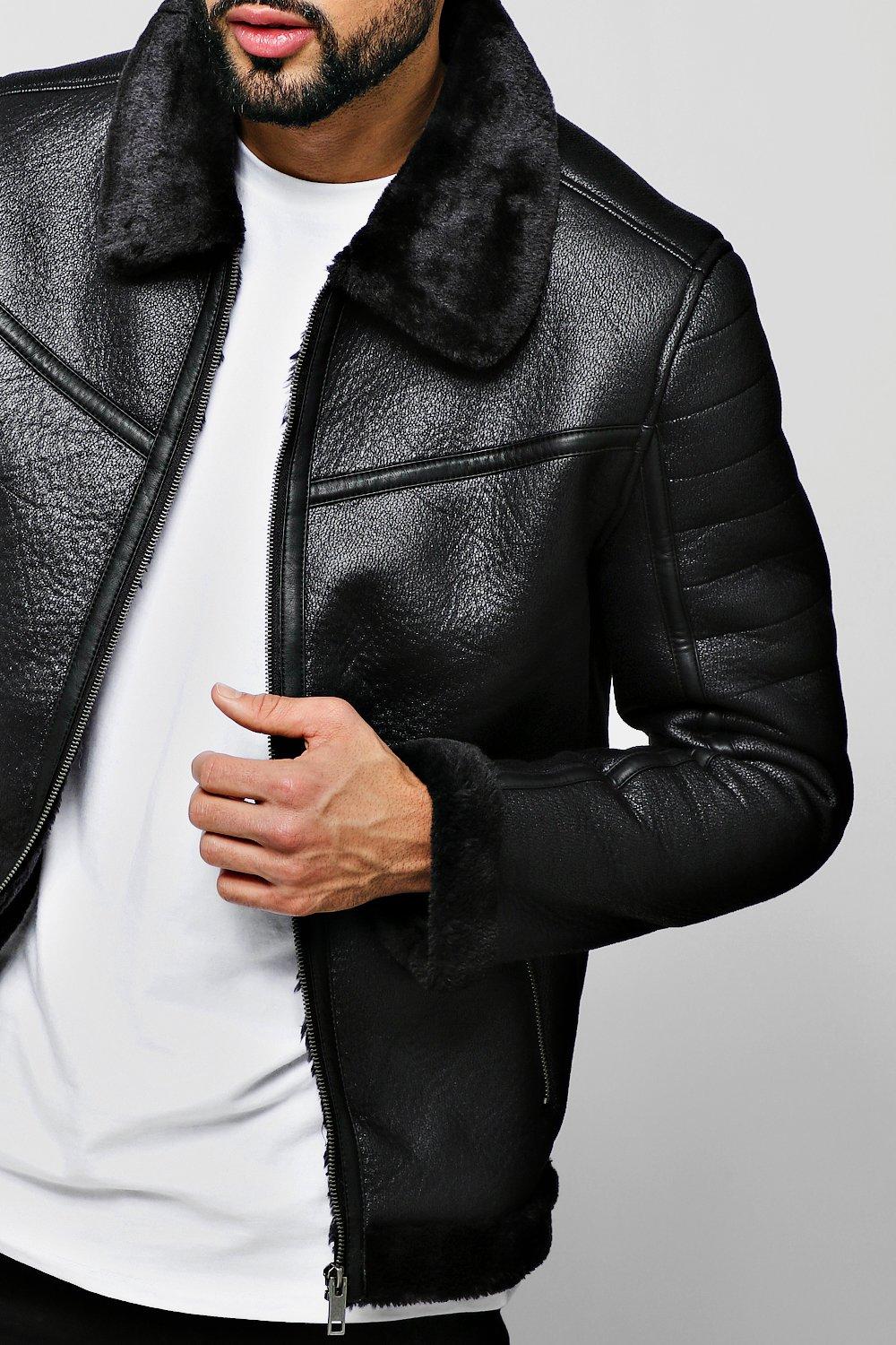 Veste daim fourrure discount homme