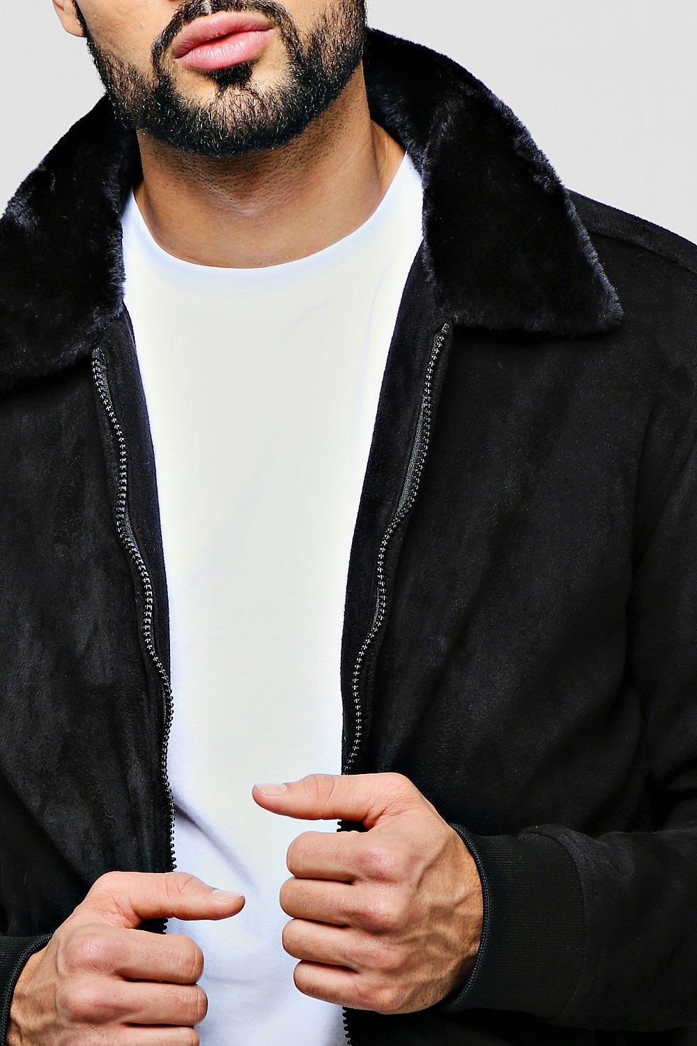 Suede fur collar jacket sale