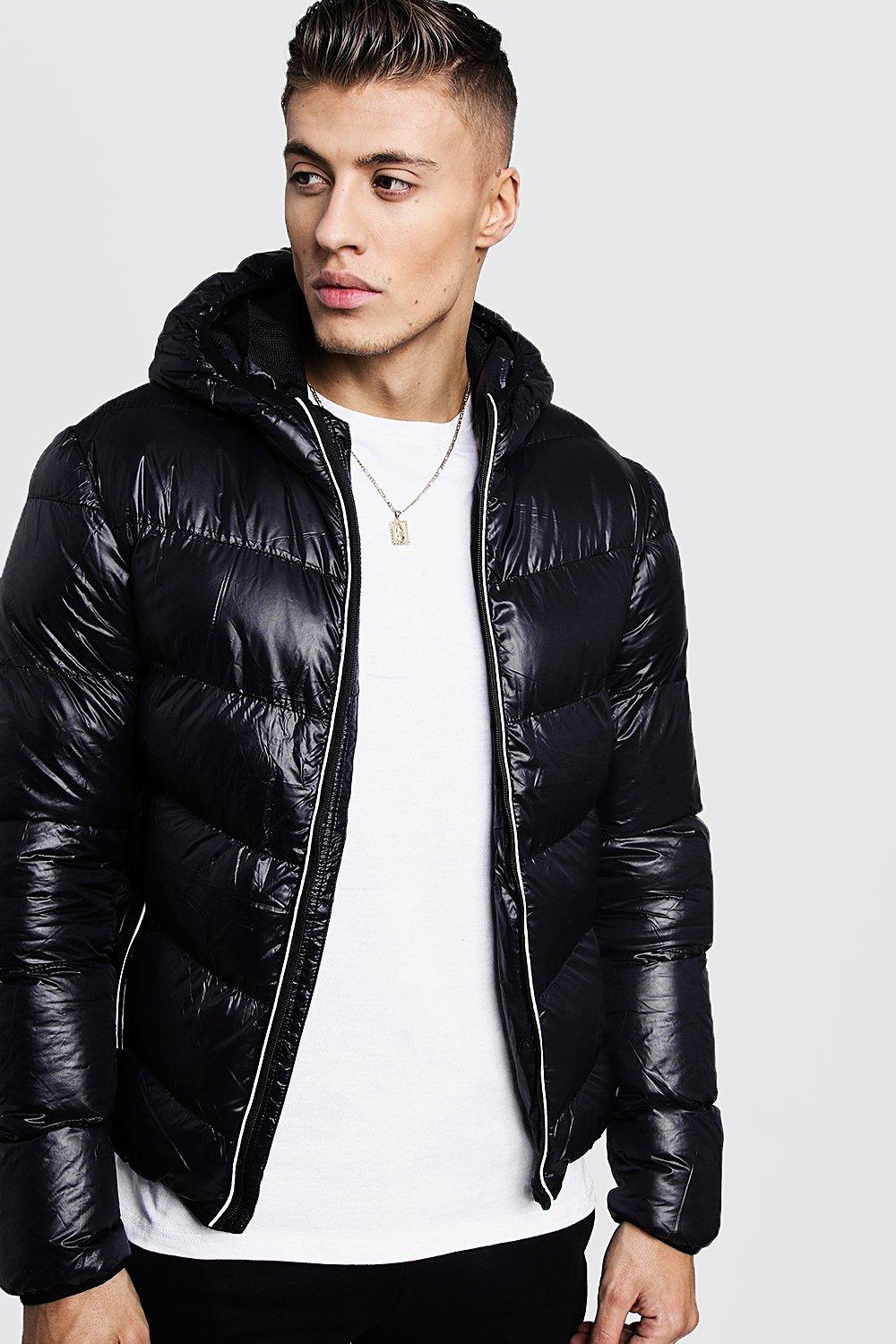 Black reflective puffer on sale jacket