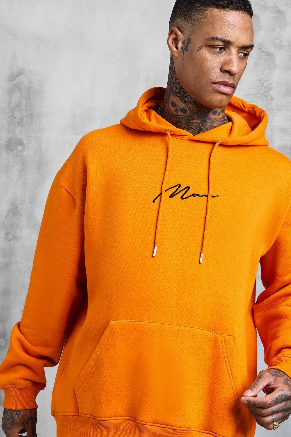 Orange oversized outlet hoodie mens