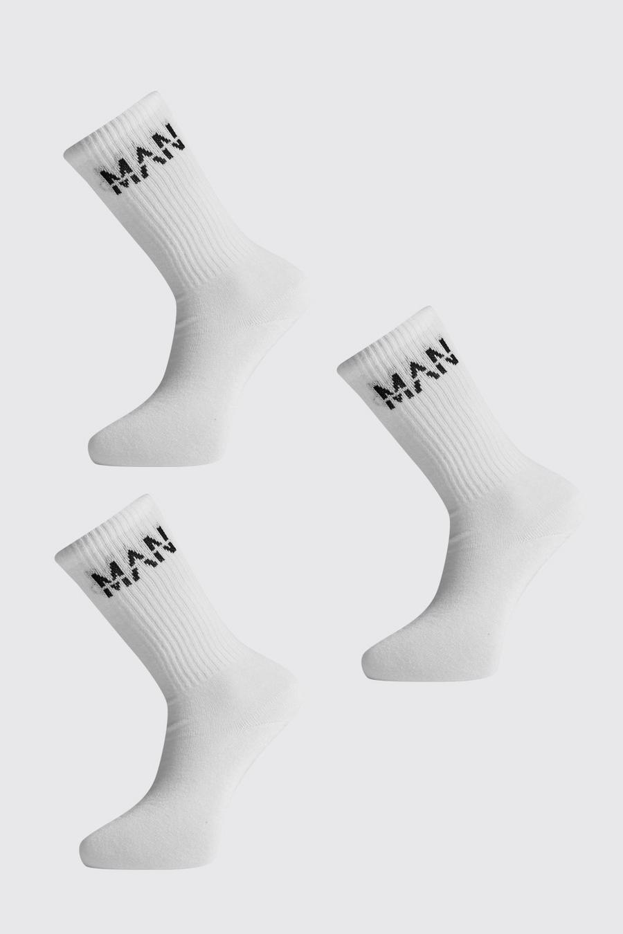 Pack de 3 calcetines deportivos acanalados con logo “MAN” tachado image number 1