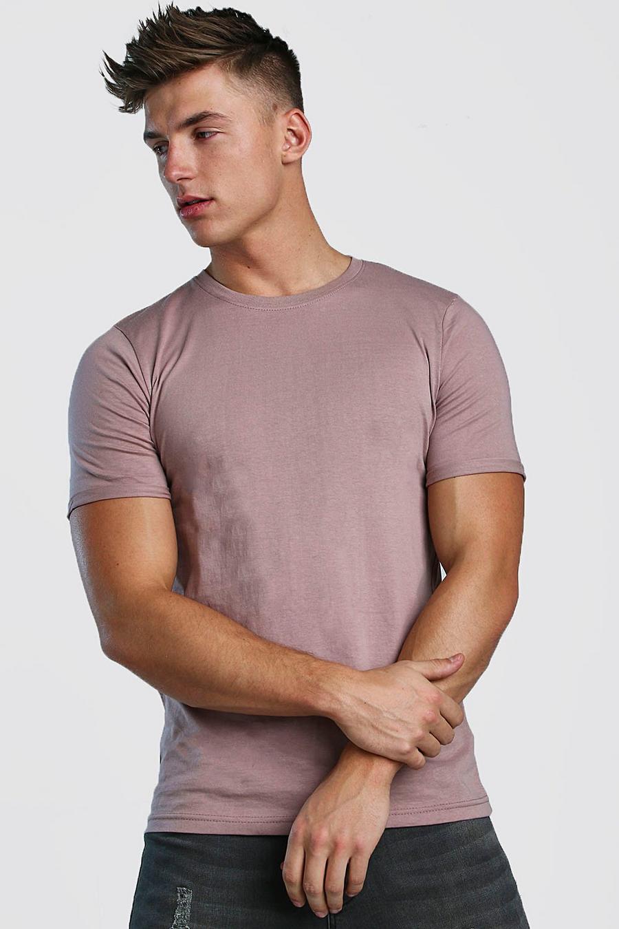 T-shirt girocollo con maniche arrotolate, Color corteccia image number 1