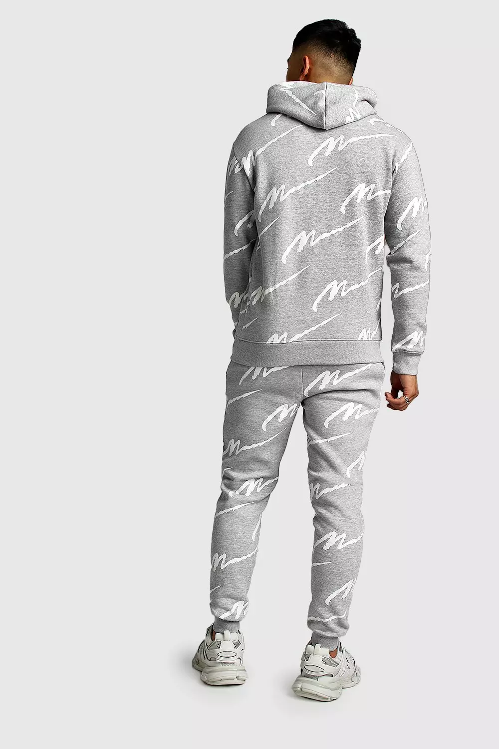 All over man 2025 printed hooded tracksuit grey