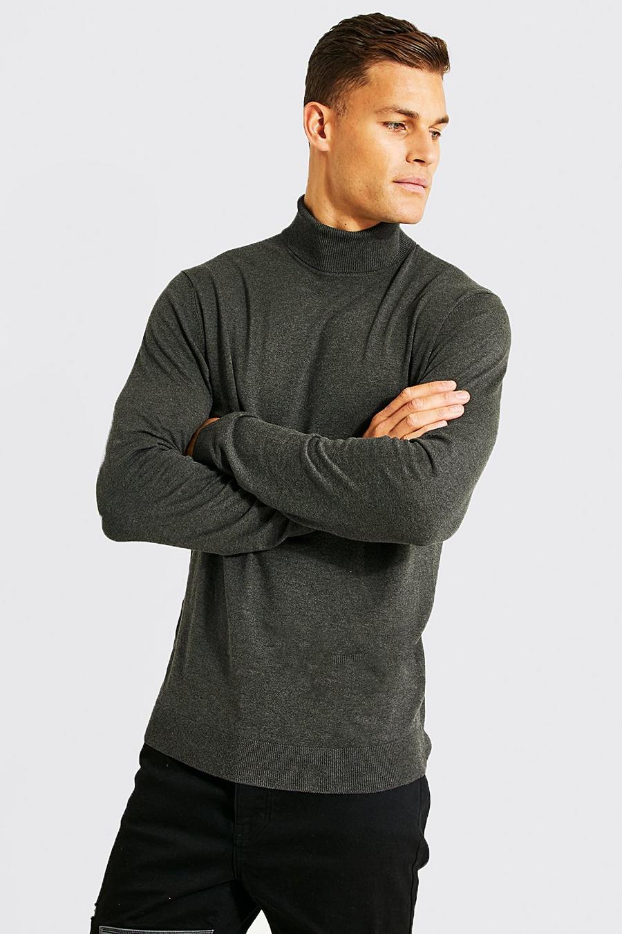 Charcoal Tall Regular Fit Roll Neck Jumper image number 1