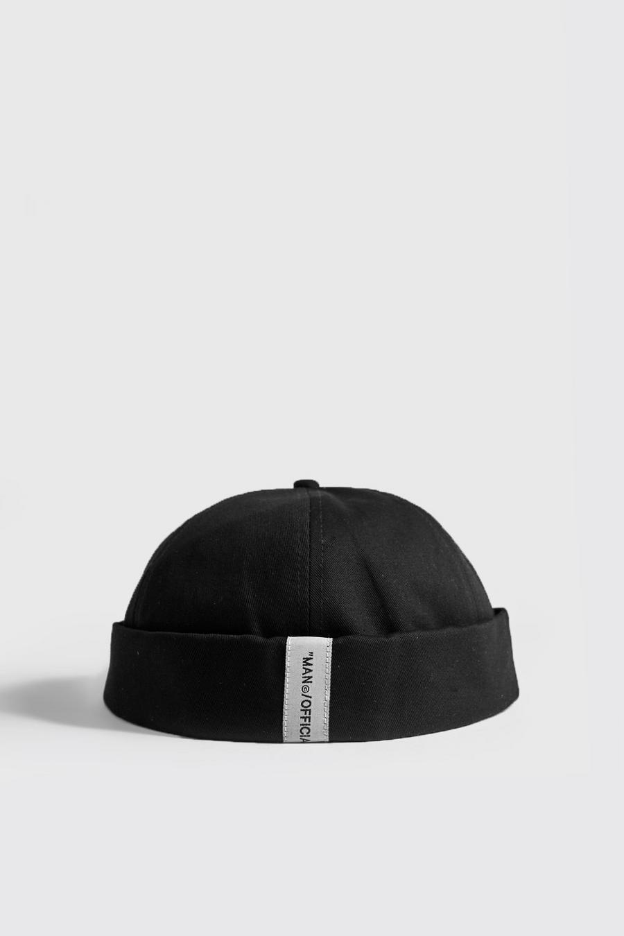 Black Cotton Twill MAN Micro Beanie image number 1