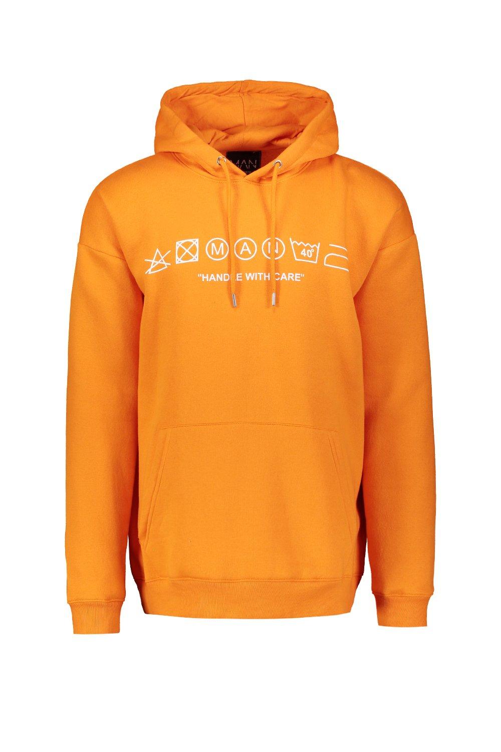 MAN Care Label Oversized Orange Hoodie