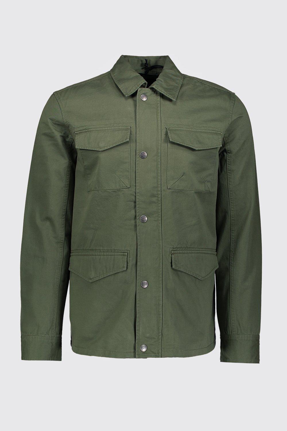【BAON】Kifu Pocket Over Cotton Jacket Cotton Utility Pocket Jacket | boohoo