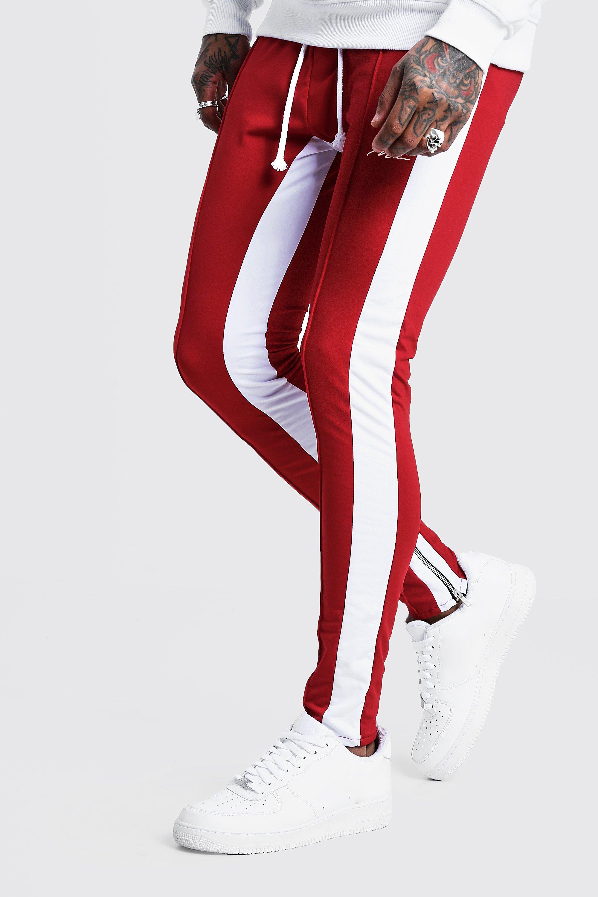 red skinny sweatpants