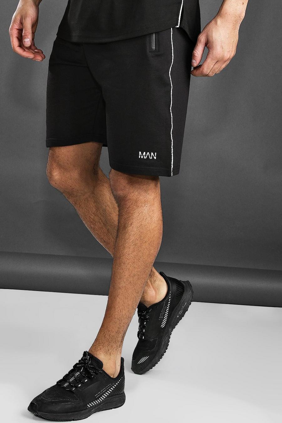 Black Active Gym Mid Length Shorts image number 1