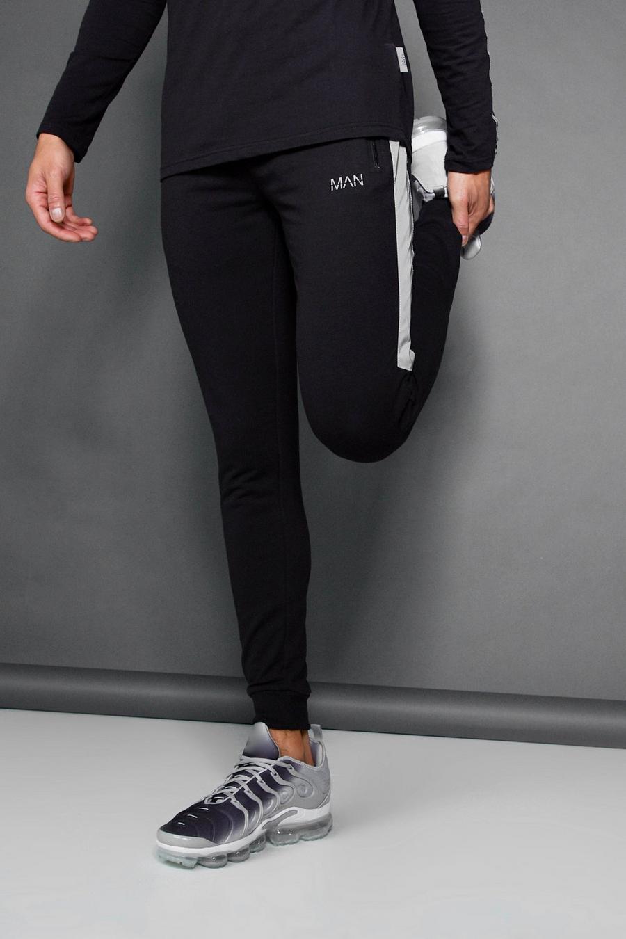 Black Active Muscle Fit Jogger With Reflective Panel image number 1