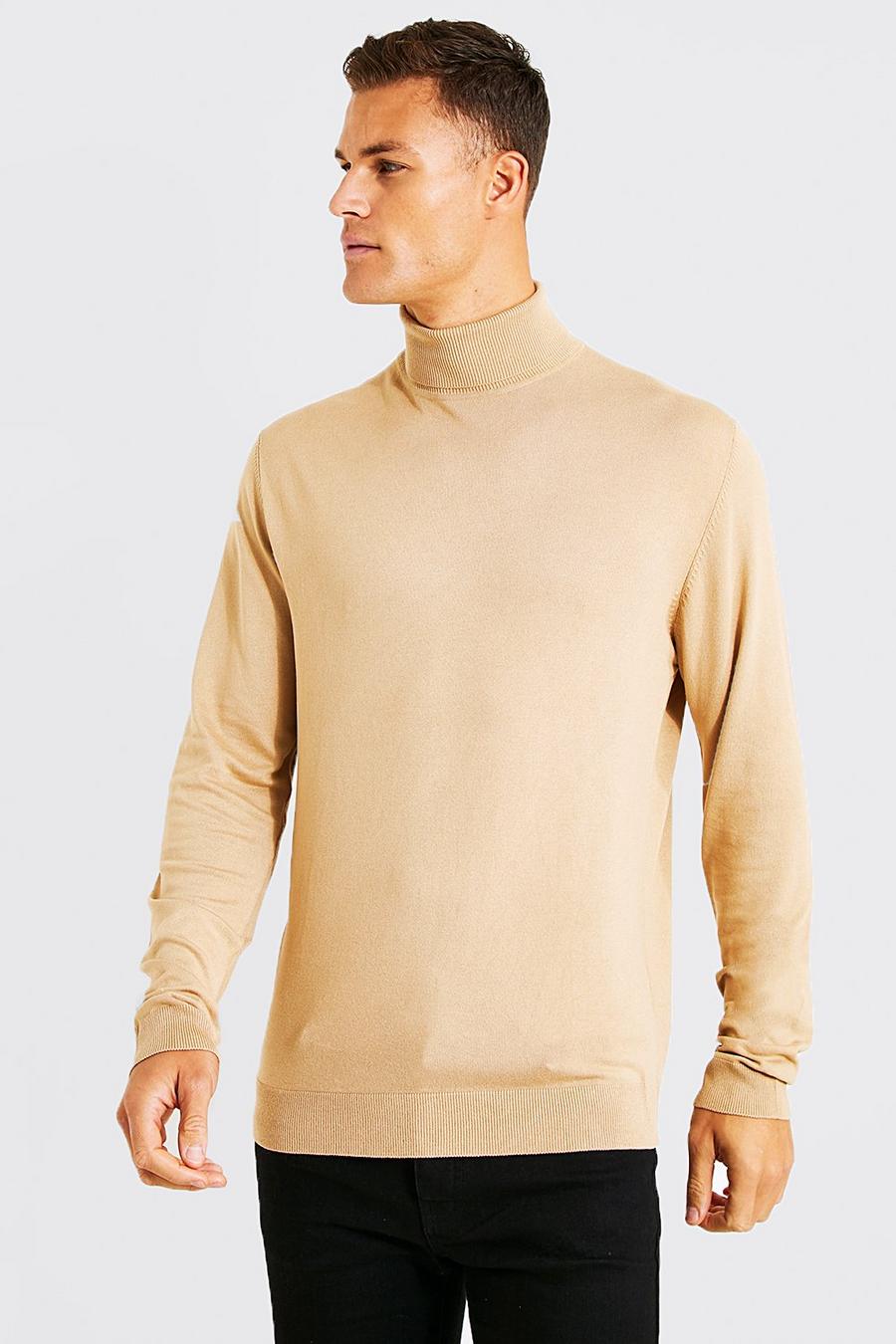 Camel beige Tall Recycled Regular Fit Roll Neck Jumper