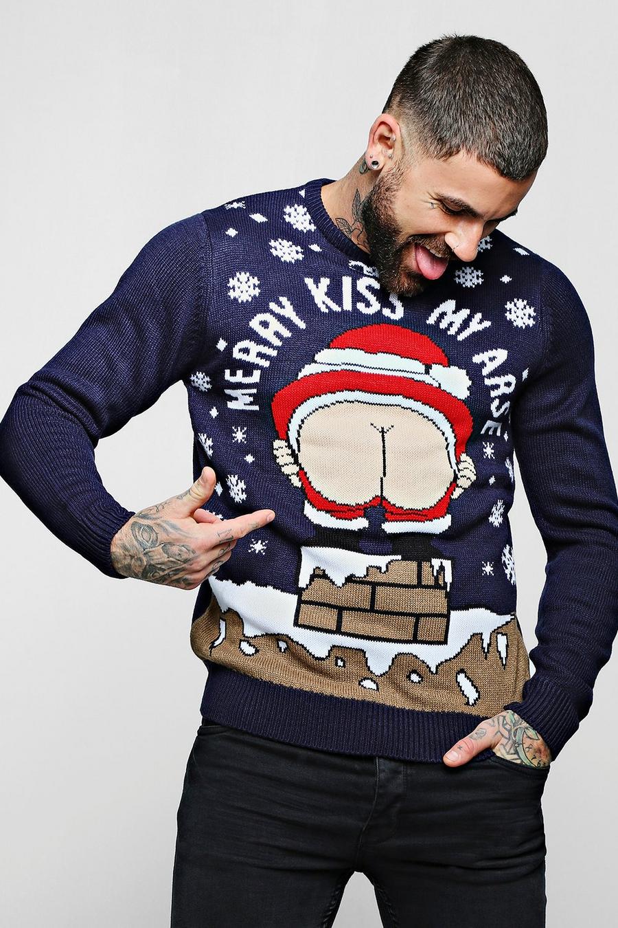 Navy Rude Novelty Christmas Sweater image number 1