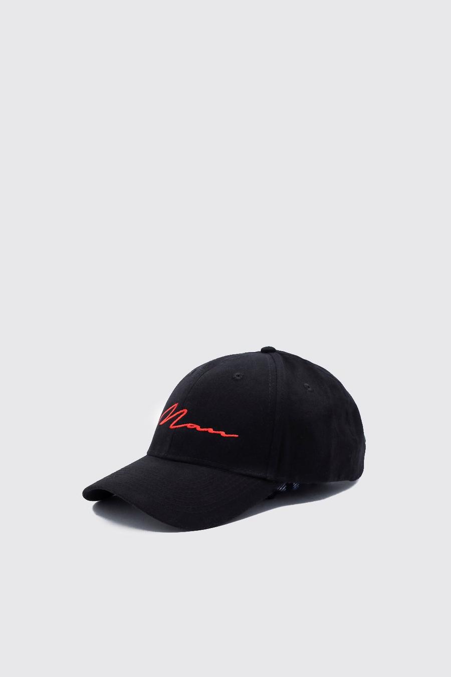 Red MAN Script Embroidered Cap image number 1