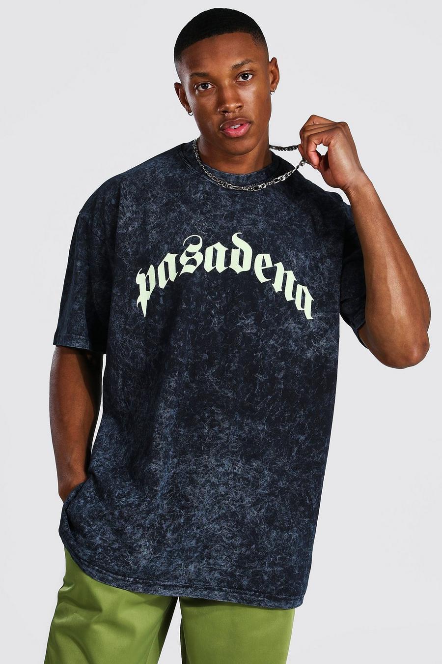 Camiseta ancha con lavado ácido Pasadena, Gris marengo image number 1