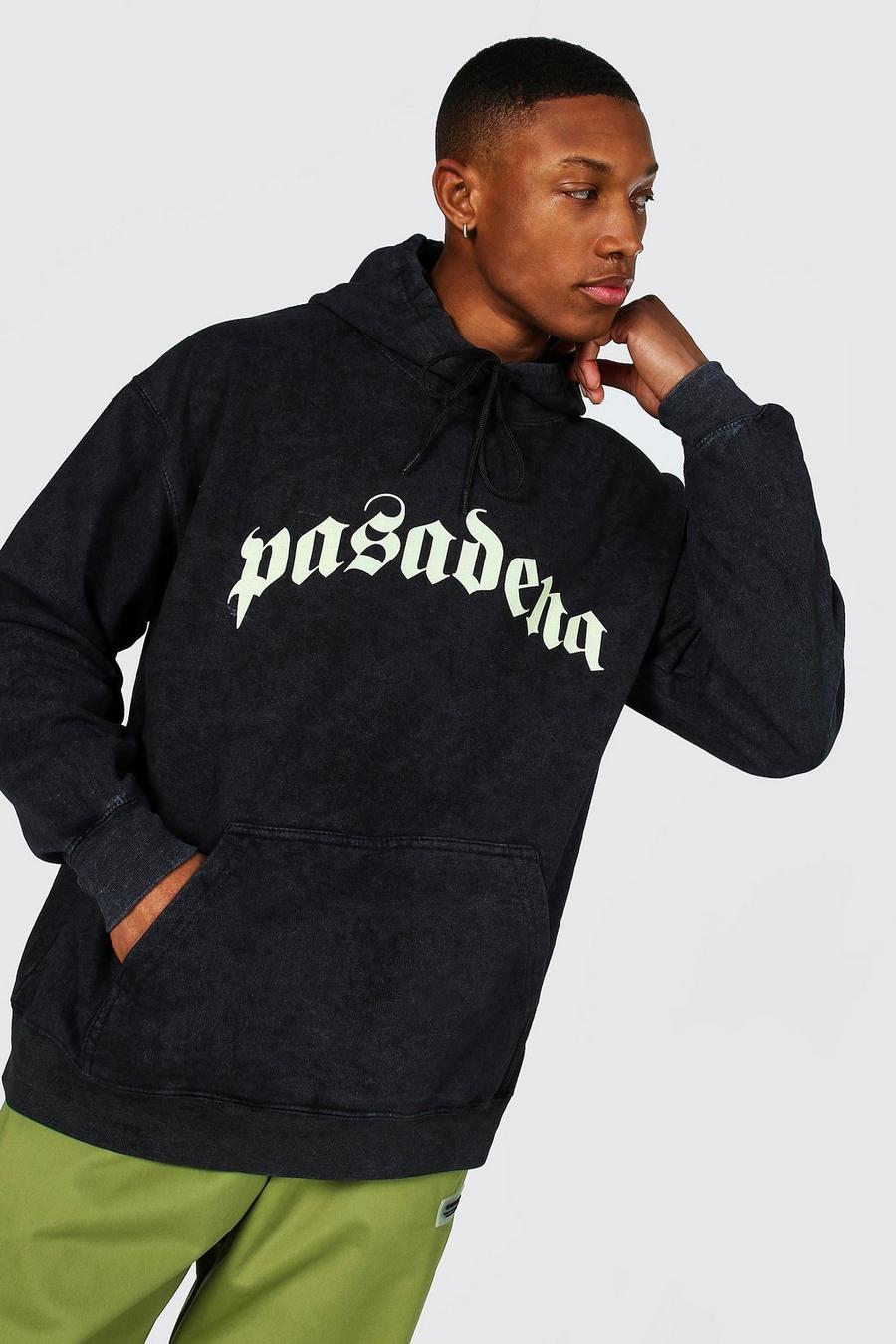 Charcoal "Pasadena" Oversize stentvättad hoodie image number 1