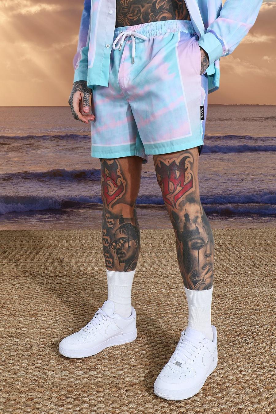 Mint Middellange Viscose Shorts Met Tie Dye Zoom image number 1