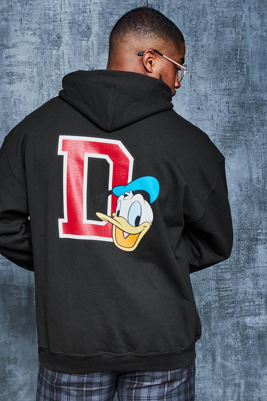 Big and Tall felpa Disney con la “D” di Donald Duck e cappuccio, Nero image number 1