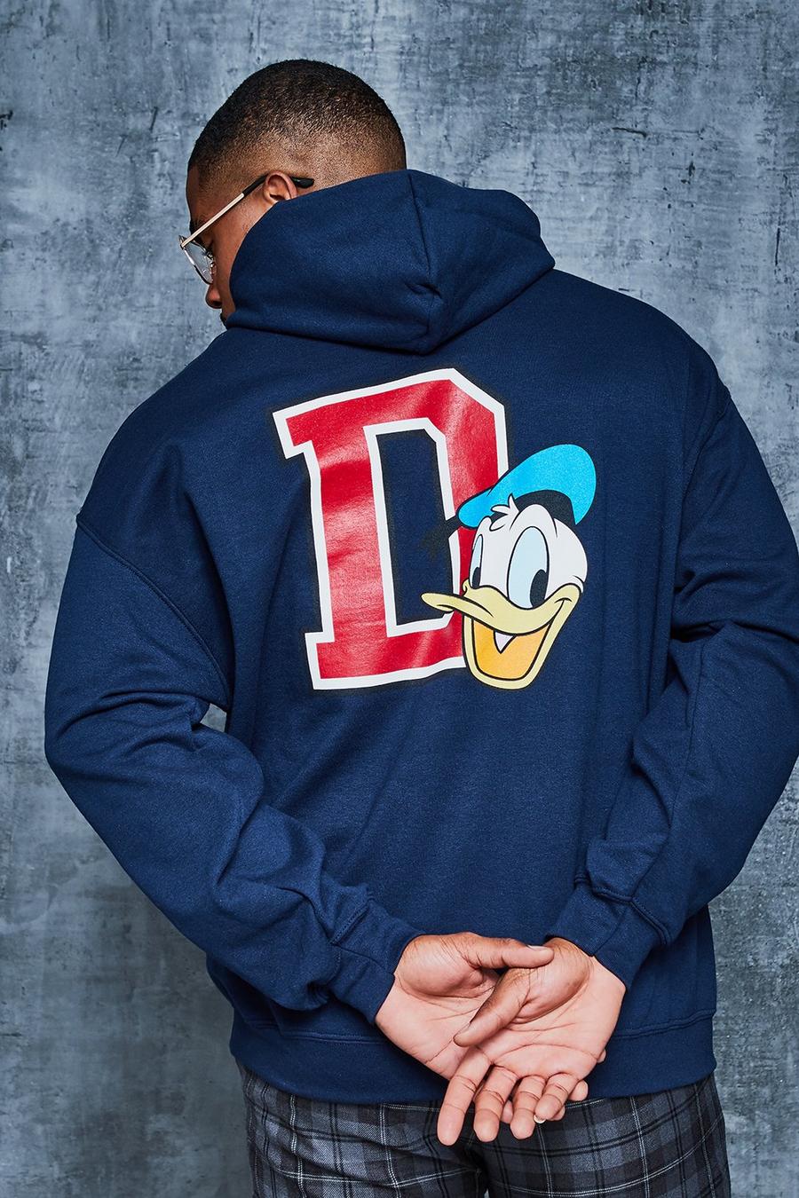 Big & Tall Disney Donald Duck Hoodie mit D, Marineblau image number 1