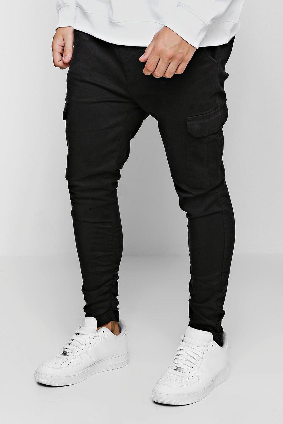 Black Tapered Fit Cargo Pants image number 1