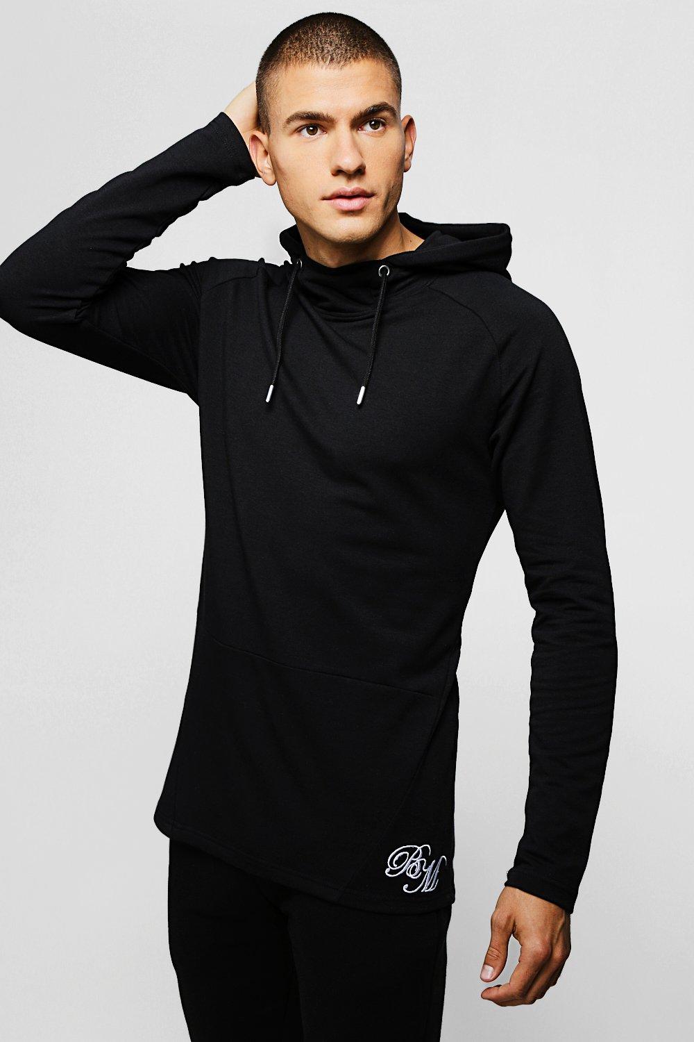 black muscle fit hoodie