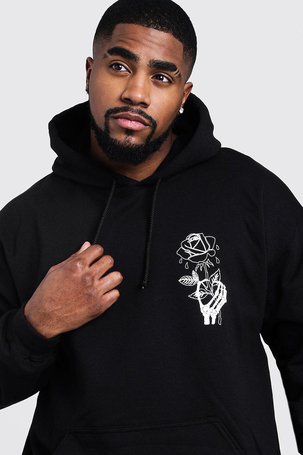 Plus Size Wilted Rose Print Hoodie