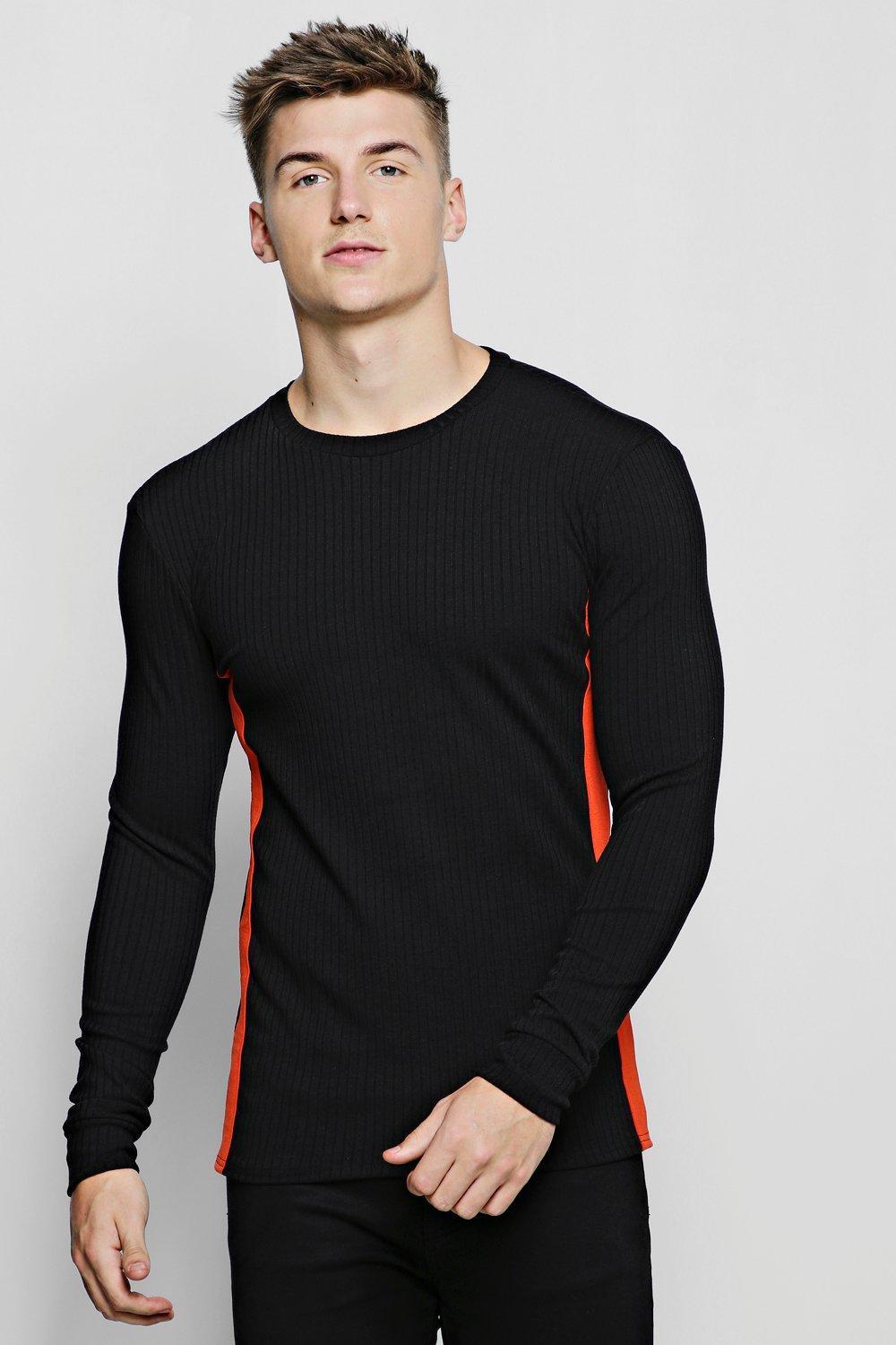 black ribbed crew neck jumper