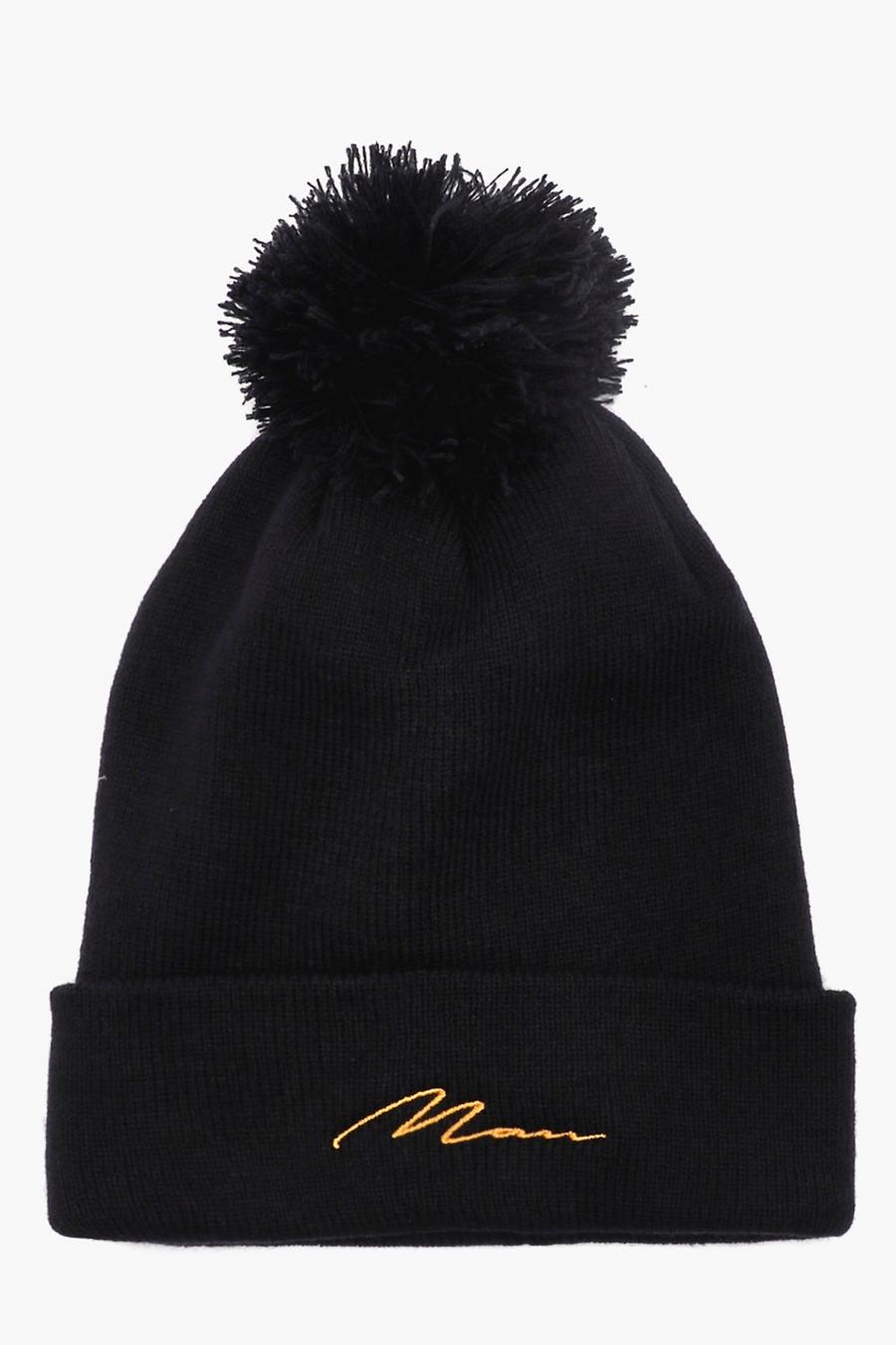 MAN Gold Embroidered Bobble Beanie image number 1