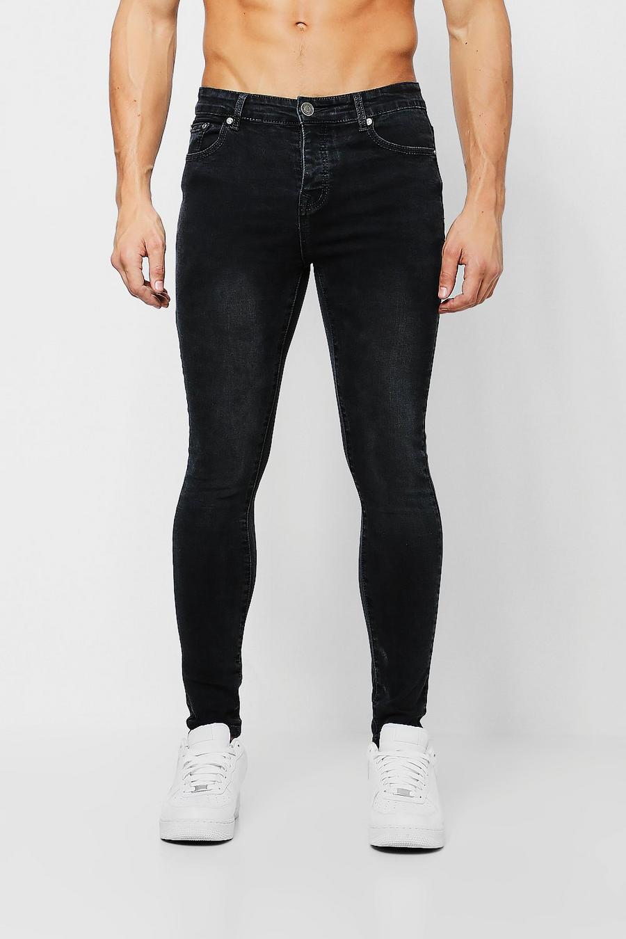 Spray On Skinny Jeans in schwarzer Waschung, Verwaschenes schwarz image number 1