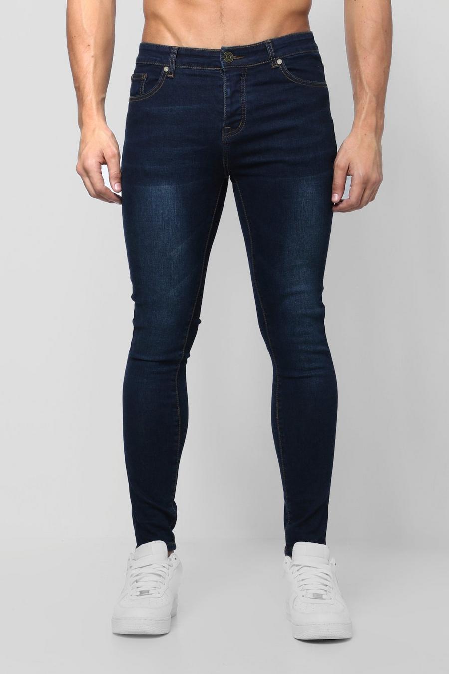 ג'ינס סופר סקיני משופשף בצבע נייבי image number 1