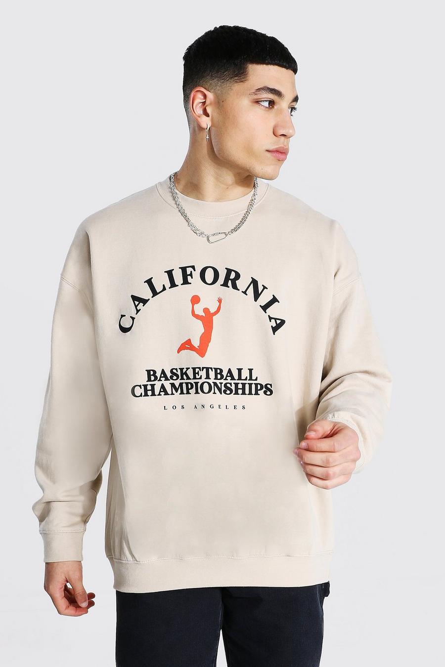 Sand "California" Oversize sweatshirt med tryck image number 1