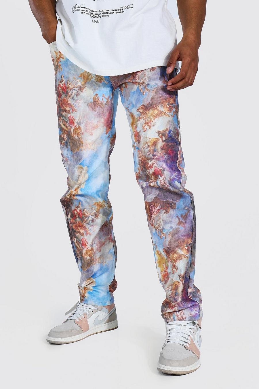Multi Relaxed Fit Renaissance All Over Print Jeans image number 1
