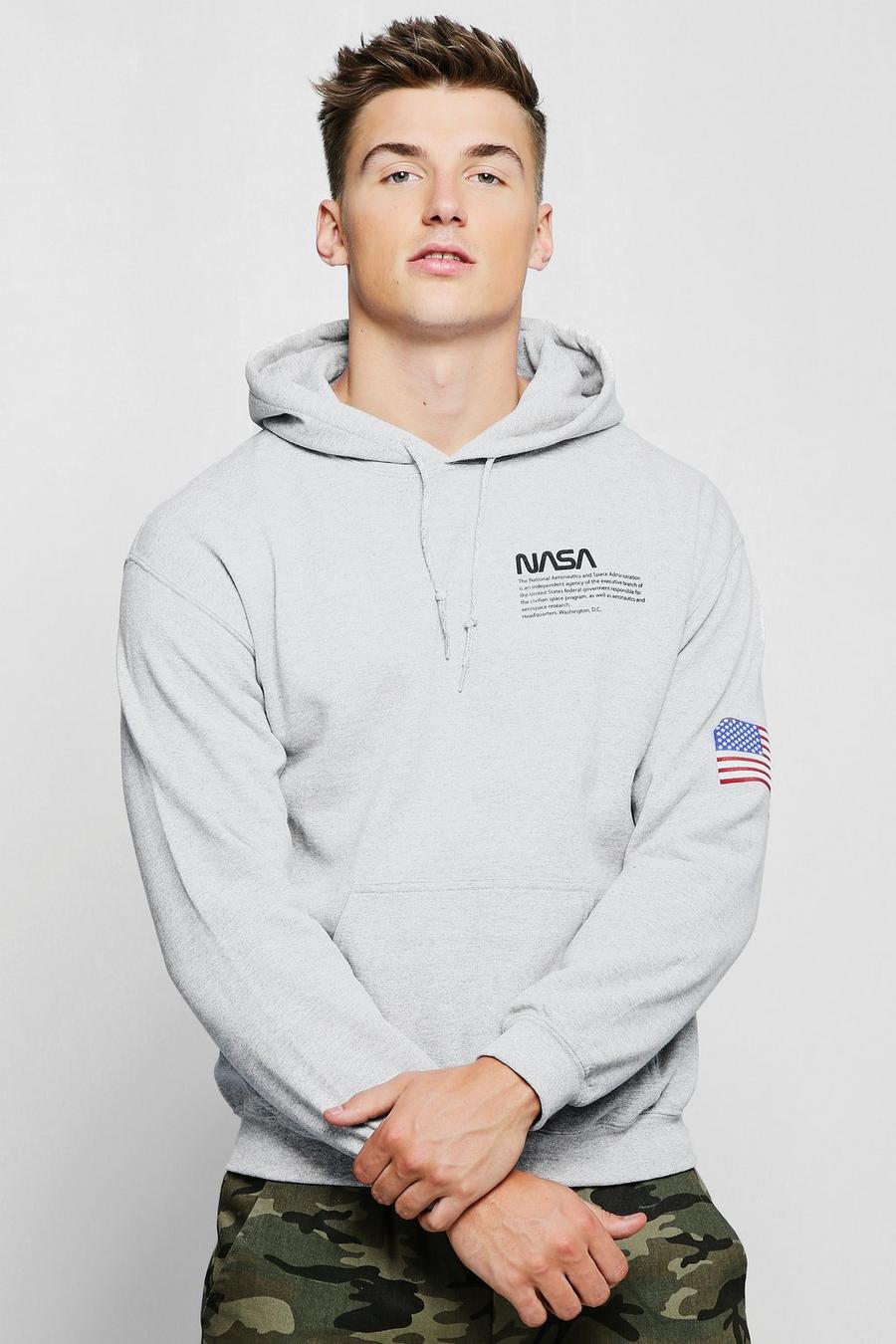 Hoodie mit NASA-Print auf Brust und Ärmeln, Grau image number 1