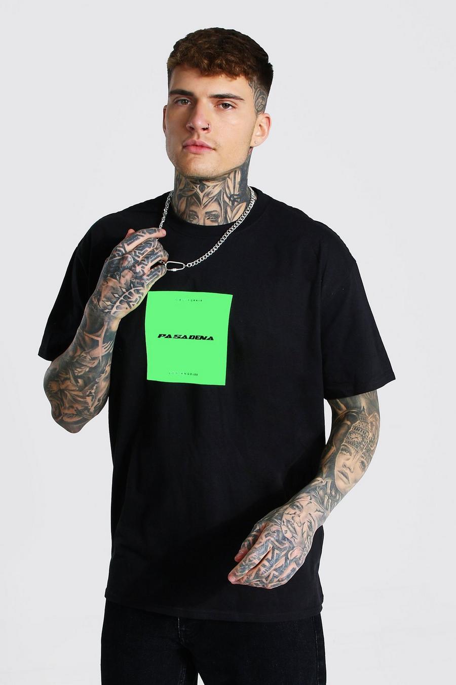Black "Pasadena" Oversize t-shirt med tryck image number 1