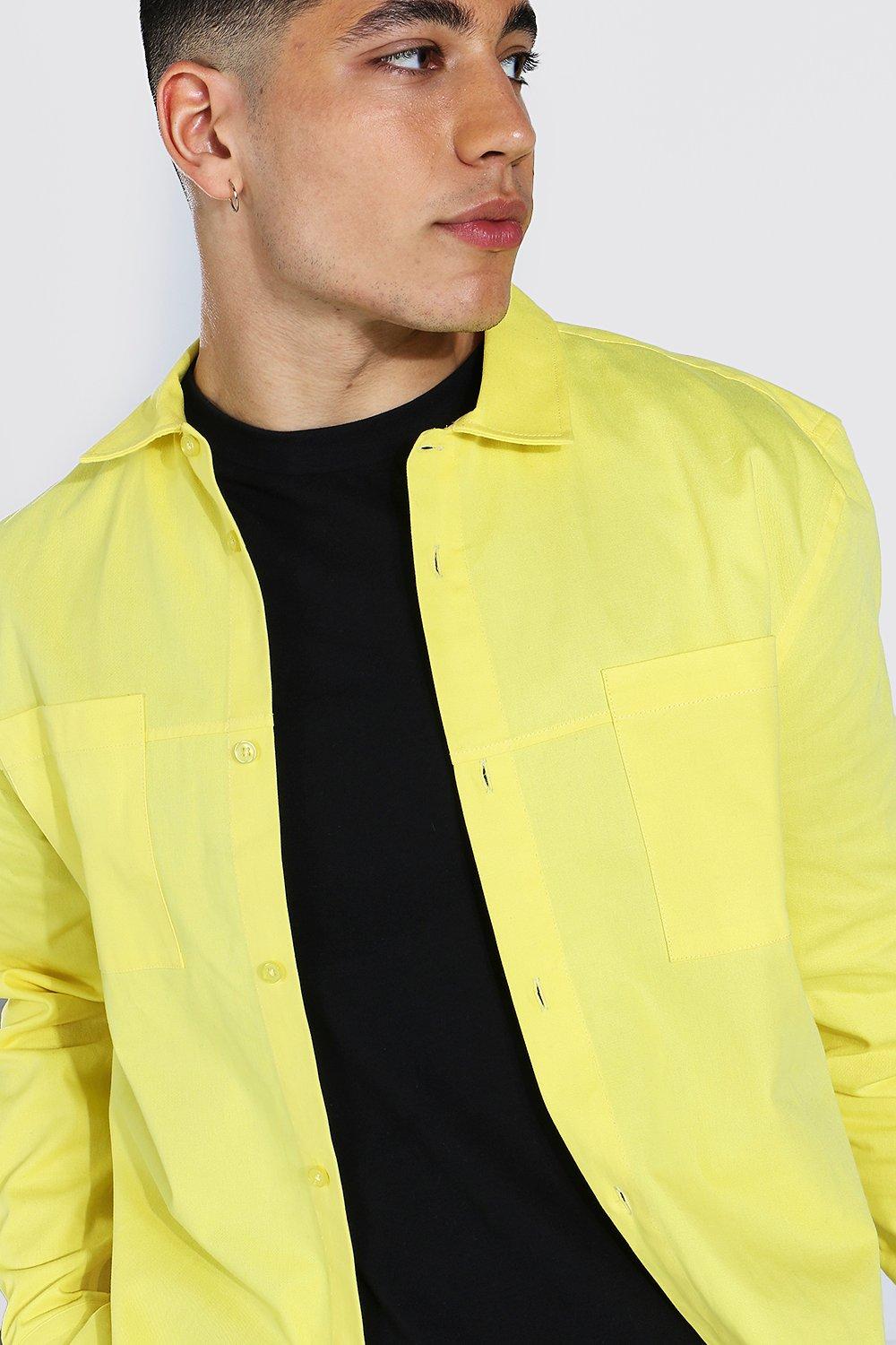 Men's Minimal Plain Twill Shirt Jacket | boohoo
