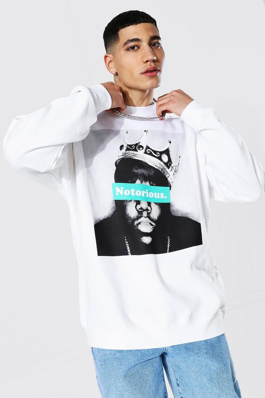 White Biggie "Notorious" Oversize sweatshirt med tryck image number 1