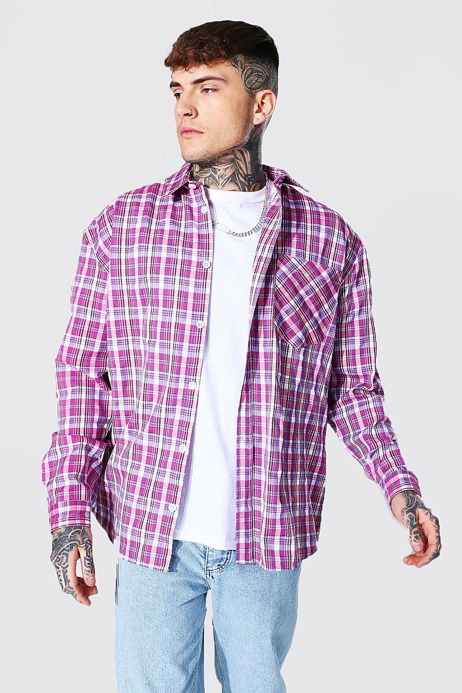 Purple Extreme Oversized Lightweight Flannel Shirt image number 1