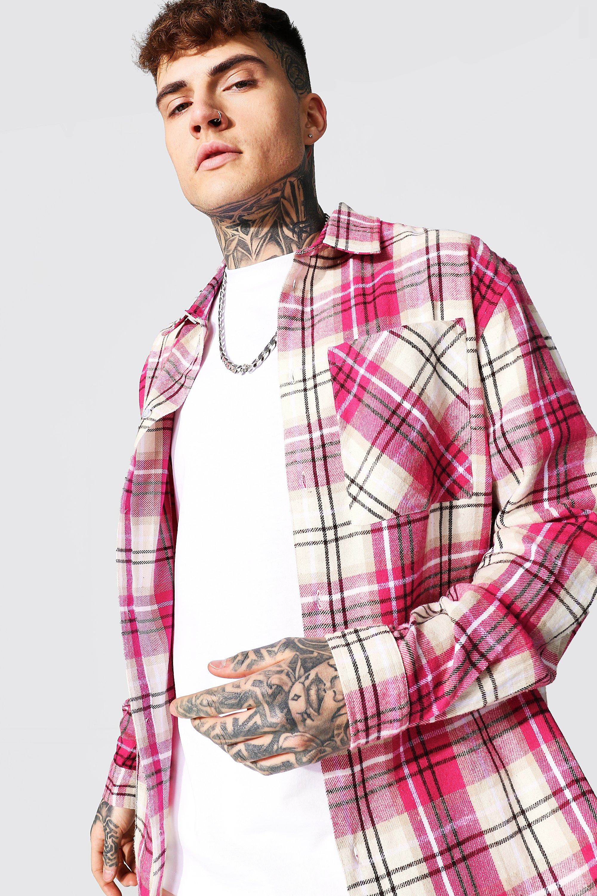 oversized pink flannel shirt
