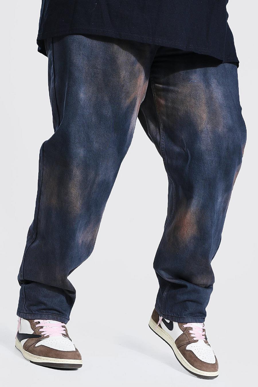 שחור ג'ינס טאי-דאי בגזרה ישרה, מידות גדולות image number 1