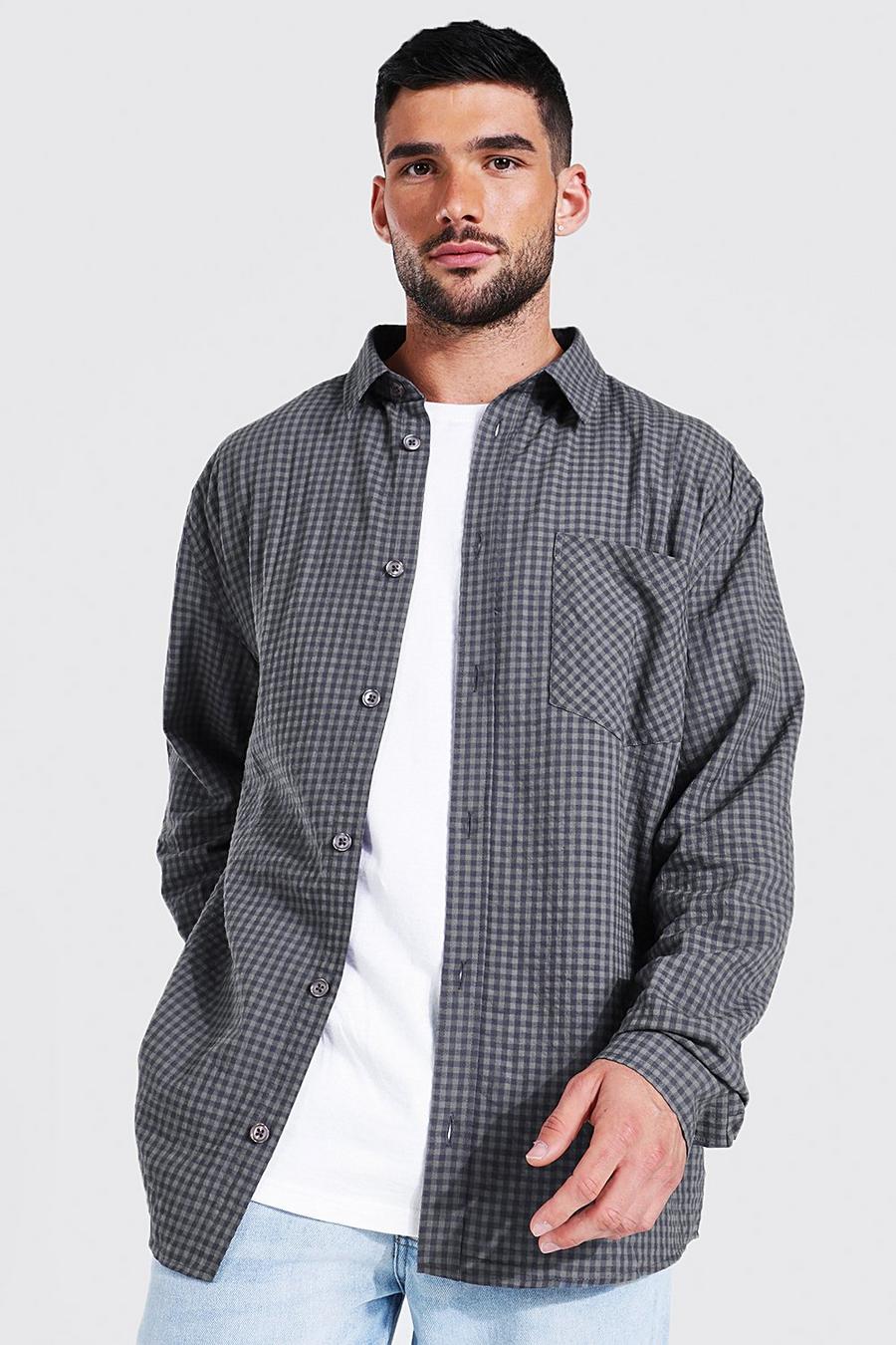 Chemise oversize à carreaux, Grey image number 1