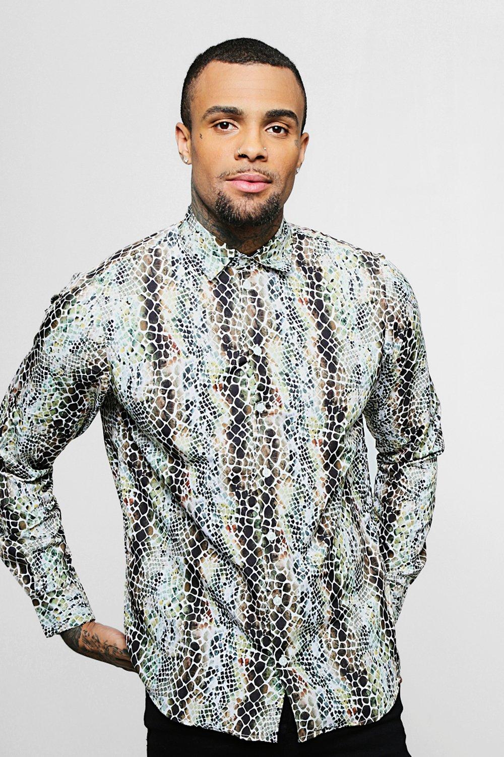 mens snakeskin dress shirt