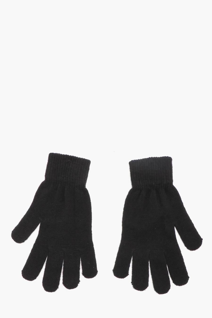 Black Mens Knitted Gloves image number 1