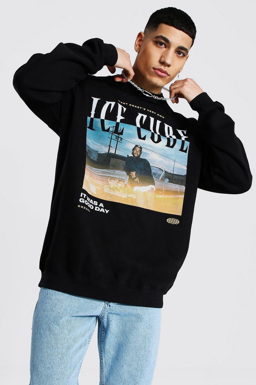Sweatshirt in Übergröße mit lizenziertem Ice Cube Car-Print, Schwarz image number 1