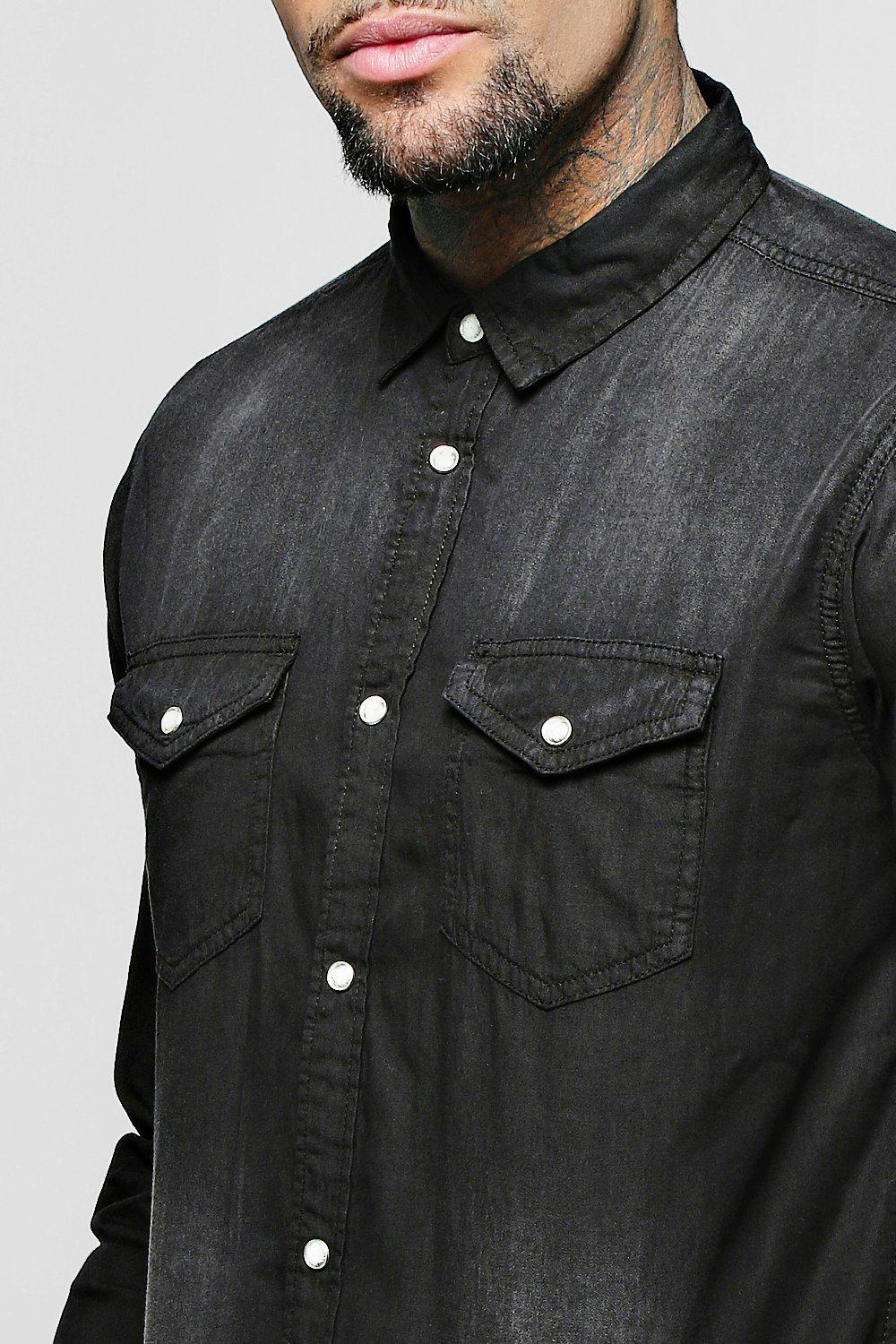 Denim shirt hot sale double pocket