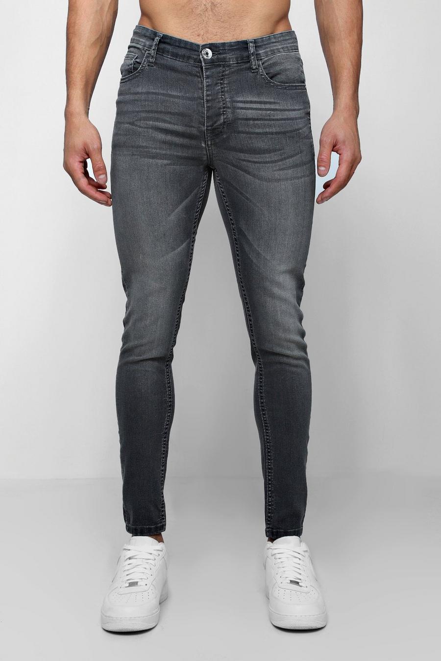 Jeans skinny grigi pallidi spruzzati, Grigio image number 1