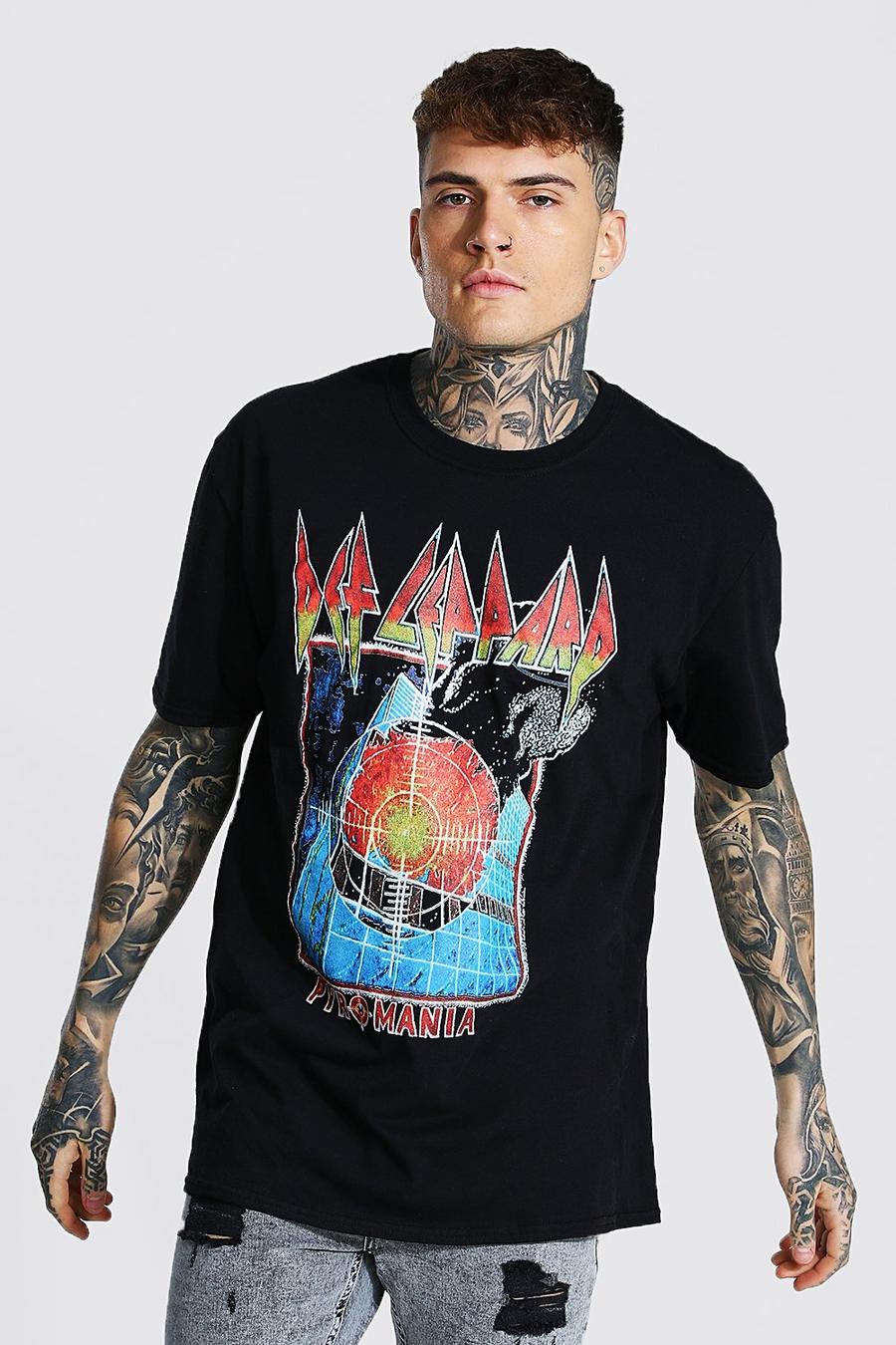 Camiseta oversize con estampado de Def Leppard, Negro image number 1